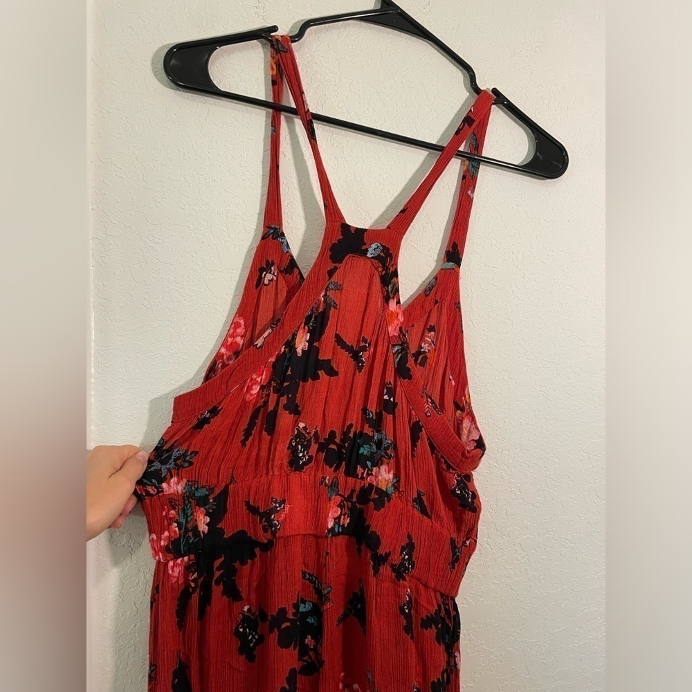 Free People One Moonlight Garden Red Floral Sleeveless Jumpsuit Size Medium - Picture 11 of 13
